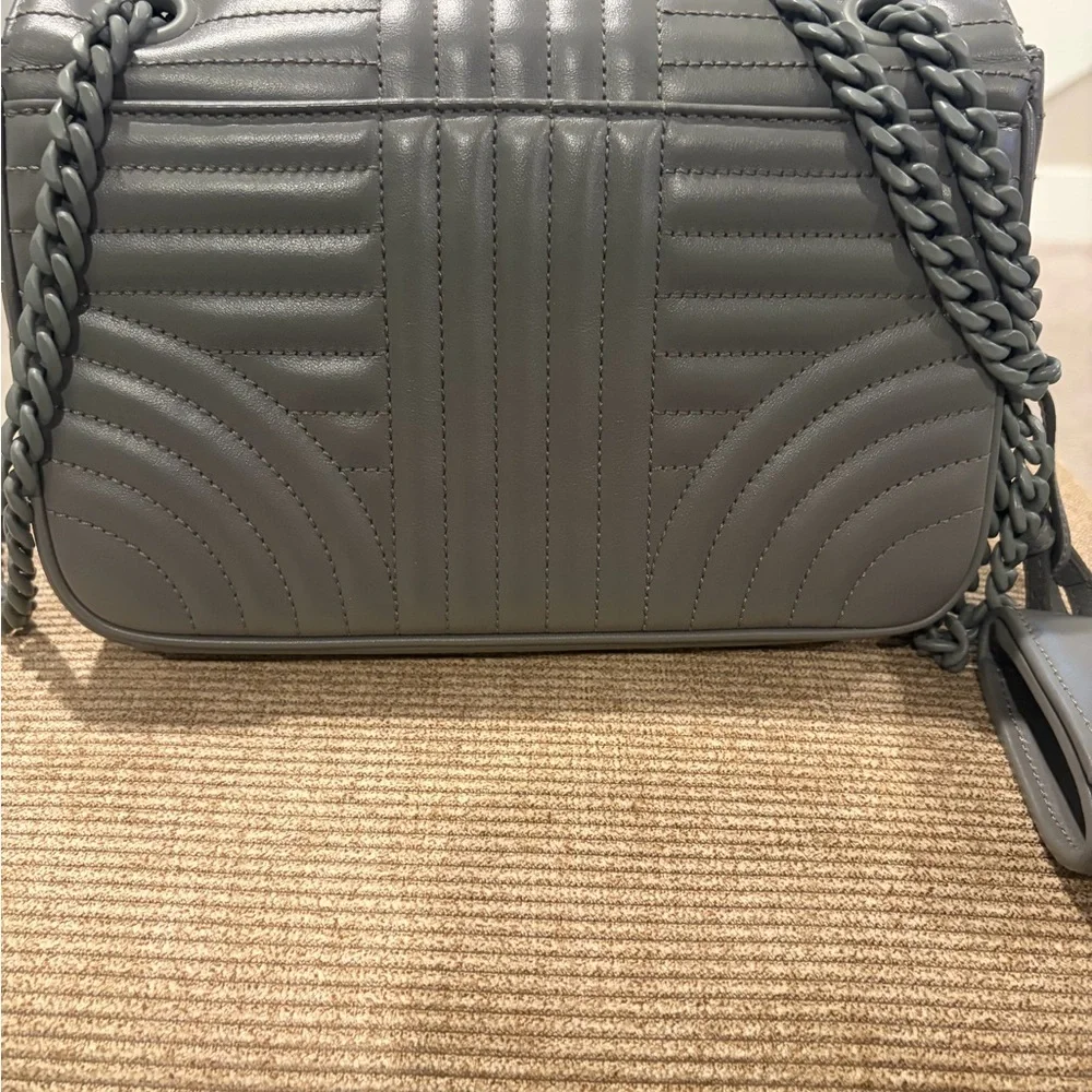 Prada Diagramme Grey Leather Bag w/ Chain Strap - Picture 4 of 13